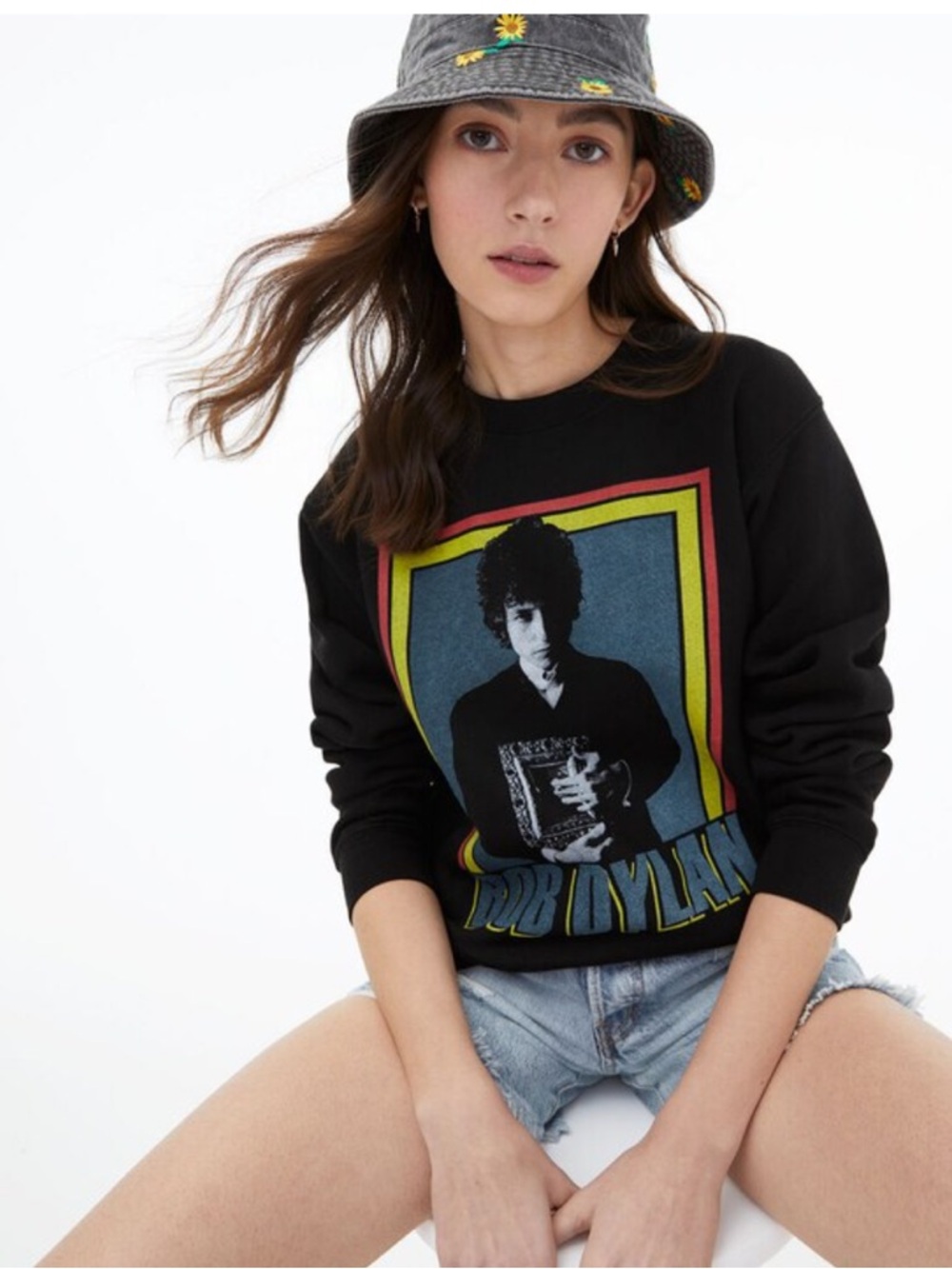 Bob Dylan Graphic Black Crewneck Sweatshirt